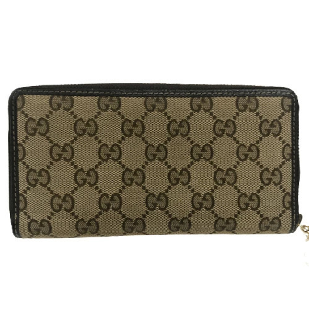 Gucci Lovely Round Long Wallet GG Canvas Zipper Zippy Leather Brown - Picture 4 of 10
